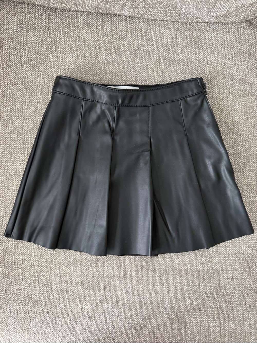 Zara Black Faux Leather Pleated Skirt